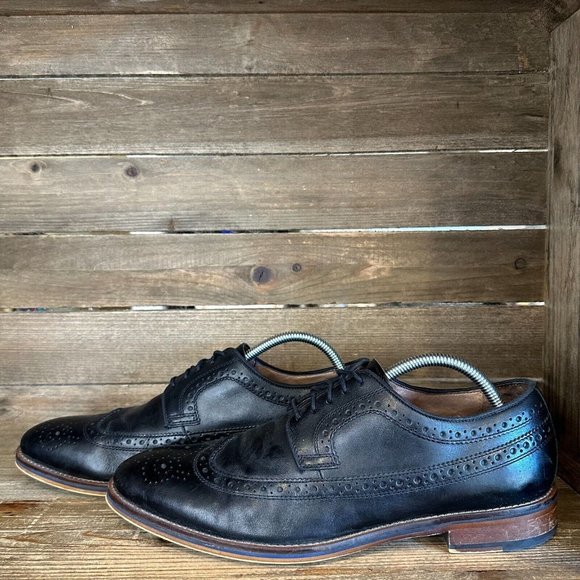 Mens Johnston & Murphy Black Leather Wingtip‎ Brogue Lace Up Oxfords Size 10 M main image 6